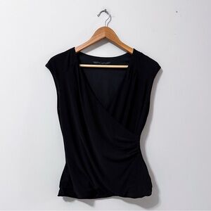 White House Black Market V-Neck Draped Sleeveless Rouched Front Tank Top